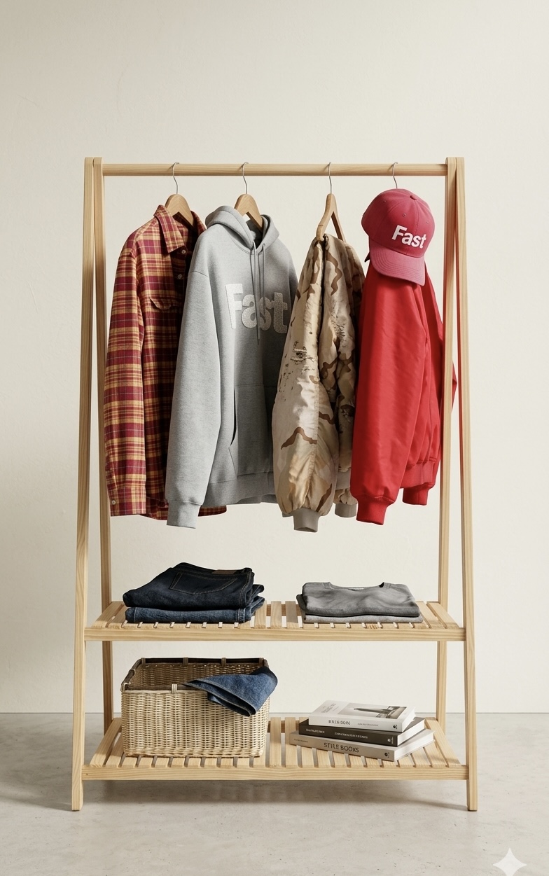 Clothes Rack Double Shelves - خشب طبيعي - أنتيكا للأثاث – 2